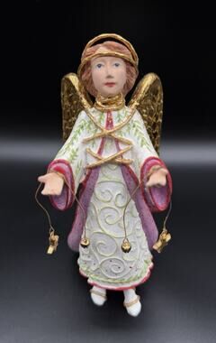 Patience Brewster Standing Nativity Angel Figurine 7” Gold Wings Christmas Decor